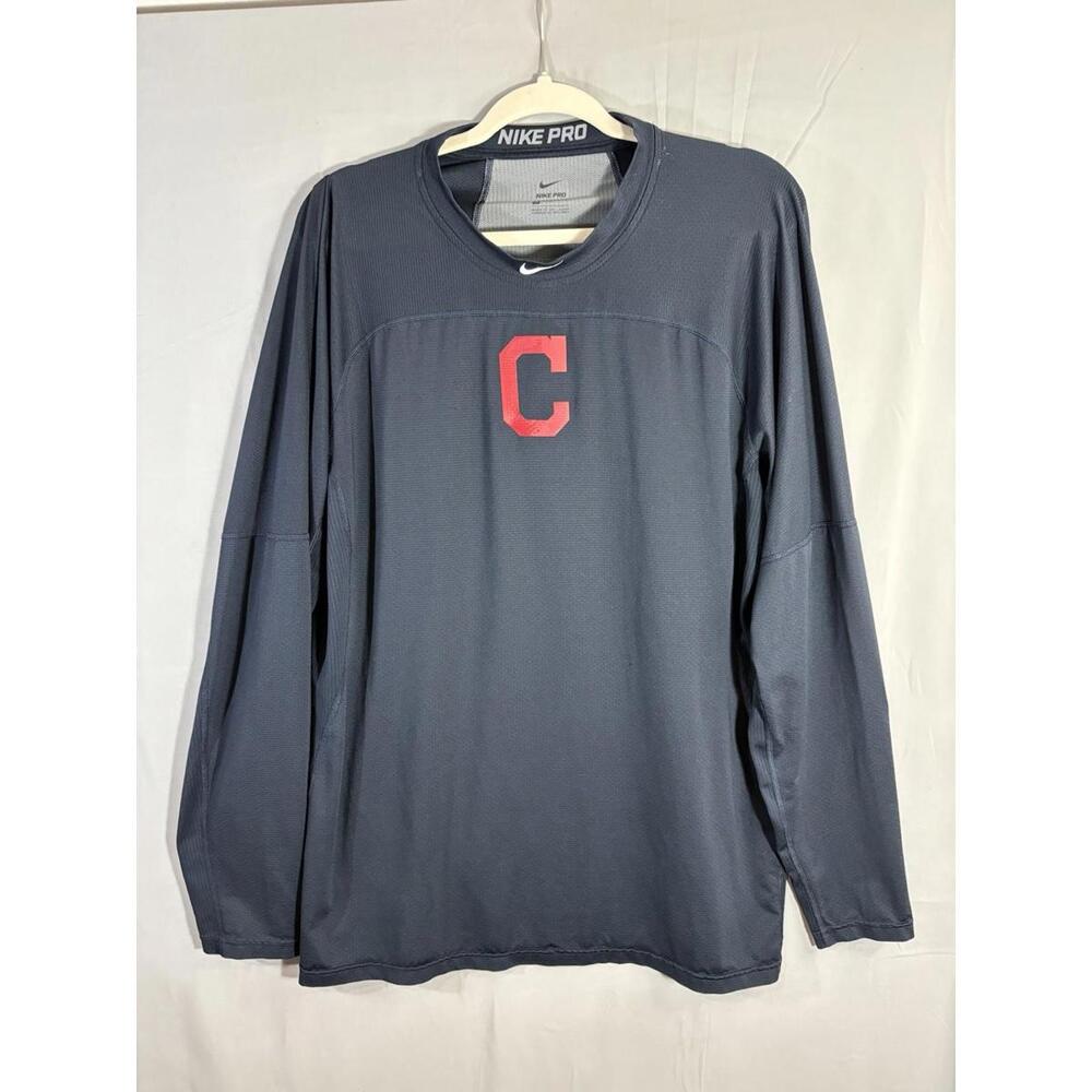 Nike Pro Cleveland Guardians Indians Team Issue Long Sleeve Nike Pro Shirt Sz XL